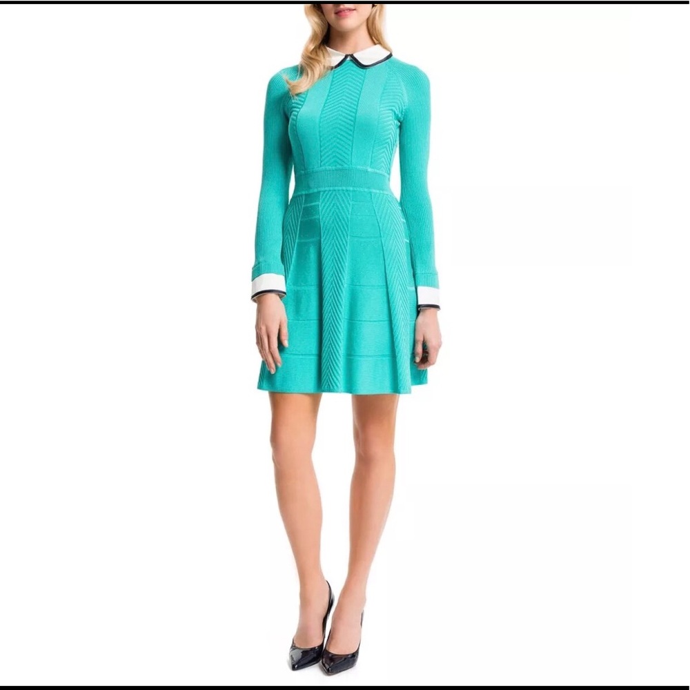 Cynthia Steffe Mixed Knit Collar & Cuff Dress